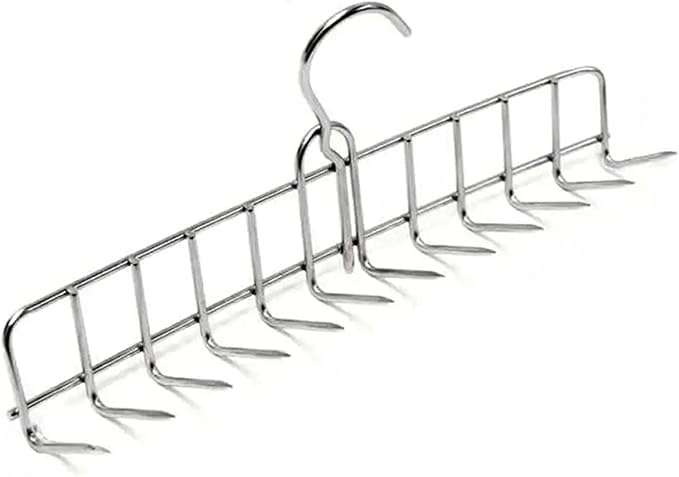 The Sausage Maker® Bacon Hanger 12-Prong Meat Hooks SUS304 Stainless Steel, Heavy Duty Butcher’s Hook Accessories for Meat Smoking, Processing, Drying, Grilling, BBQ, 12.5” W x 5.8” H