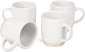 OTAGO Coffee Mugs for 4, 12 oz Mug Set, Partially Unglazed Base,Dringking Cup with Handle for Coffee, Tea, Cocoa, Milk, White