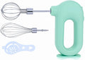 MINI Household Cordless Electric Hand Mixer,USB Rechargable Handheld Egg Beater with 2 Detachable Stir Whisks 4 Speed Modes,Baking At Home For Kitchen,Lightweight Portable(Green)