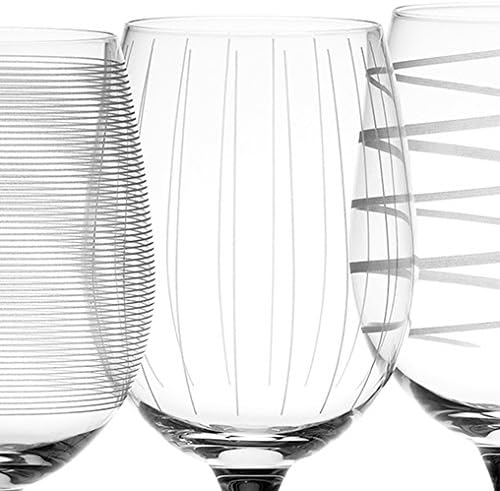 Mikasa Set of 4 Cheers Crystal White Wine Glasses, Silver