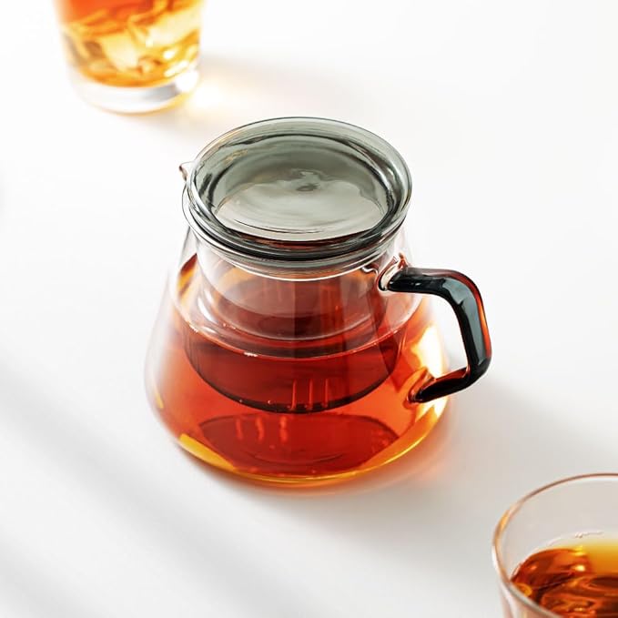 &NE NNS-380 Glass Teapot, Clear Width 4.7 x Depth 4.3 x Height 3.7 inches (12 x 11 x 9.5 cm), Actual Capacity 10.1 fl oz (300 ml), Heat Resistant Glass, Includes Lid, Microwave and Dishwasher Safe