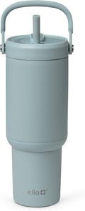 Ello Oasis Go+ 26oz Tumbler with Top Handle and Retracting Straw | Reusable Insulated Stainless Steel Cup, 100% Leakproof Water Bottle, 24 Hours Cold, Cup Holder Friendly For Travel | Salt Water
