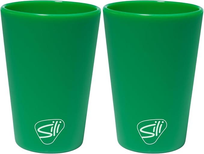 Silipint 1.5oz Silicone Shot Glasses – Pack of 2 Unbreakable, BPA-Free, Non-Toxic, Dishwasher & Freezer Safe Cups – Colored Shot Glasses for Cold Beverages, Cocktails, Travel, Party (Classic Green)
