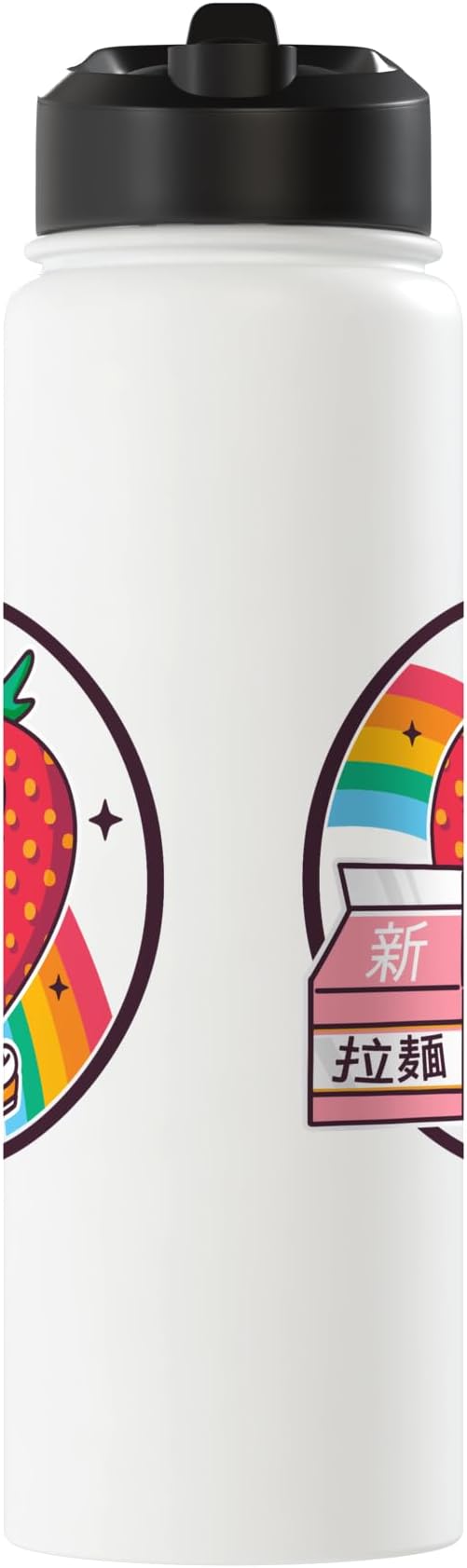 Strawberry Milk Carton Kawaii Retro Rainbow Anime Stainless Steel Insulated Water Bottle