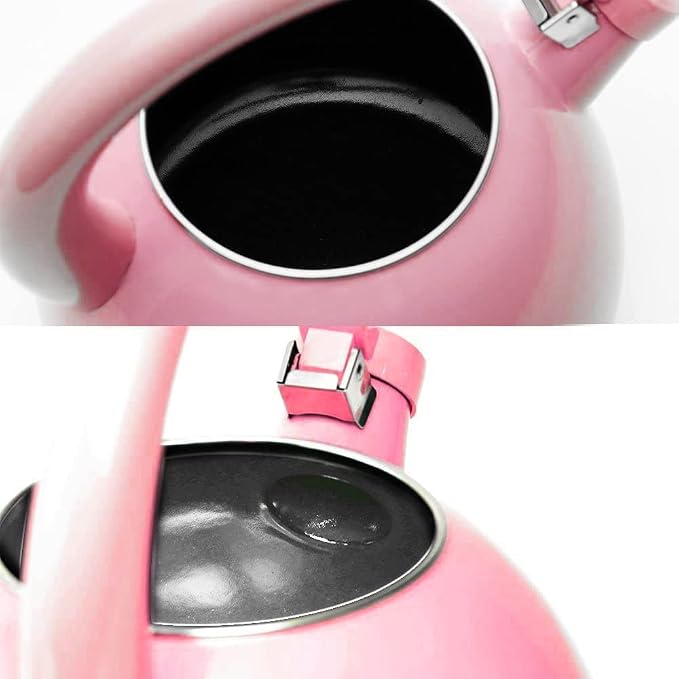 Whistling Tea Kettle for Stove Top Enamel on Steel Teakettle, Supreme Housewares Pink Pig Design Teapot Water Kettle Cute Kitchen Accessories Teteras (2.1 Quart, Pink Pig)
