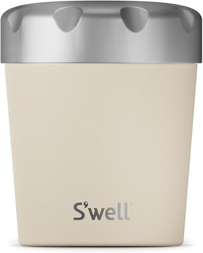 S'well Stainless Steel Ice Cream Chiller, 16oz, Vanilla, Triple Layered Vacuum Insulated Container Keeps Ice Cream Frozen For Up To Four Hours, BPA Free