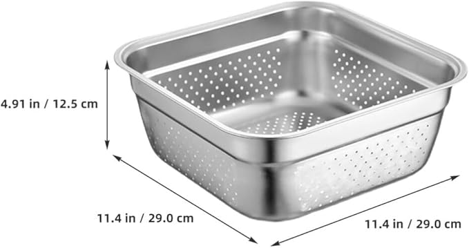 Kichvoe Stainless Steel Colander Large Capacity Multi-functional Washing Basin for Fruits and Vegetables Efficient Drainage Design Space-saving Shape for Kitchen Use