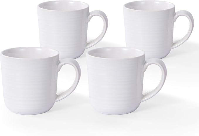 Ceramic Coffee Mugs Set of 4, 12 Ounces Ceramic coffee mug,heavy mug with Comfortable Handles,Dishwasher & Microwave Safe，coffe mug Sets 4 Beautiful Colors, tea mug for Coffee, Tea. (WHITE)