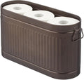 mDesign Large Steel Free Standing Toilet Paper Organizer, 6-Roll Tissue Storage Holder Container Bin for Bathroom Floor, Fits Under Sink, Vanity, Shelf, In Cabinet, or Corner Oscar Collection - Bronze