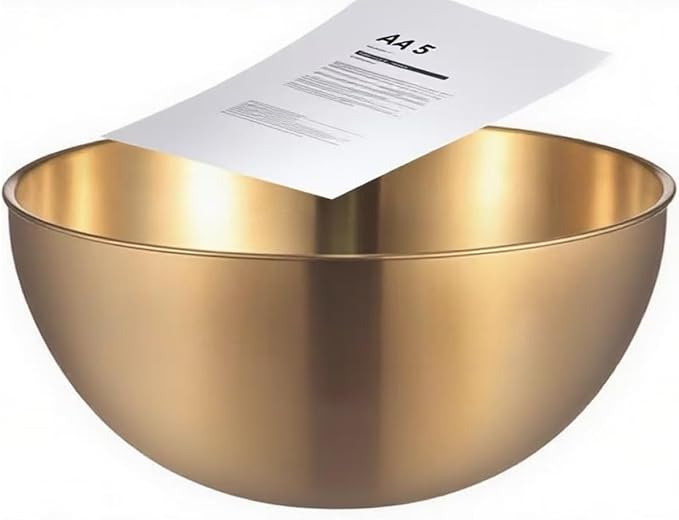 Stainless Steel Salad Bowls Set of 2 Mixing Bowl with Measurement Markings, 4.23 Quart Gold Serving Bowls for Mixing, Cooking, Baking, Prepping and Home Kitchen