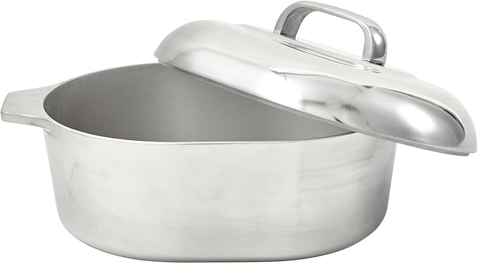 IMUSA 11in H. Cajun Cast Aluminum Oval Roaster with Lid