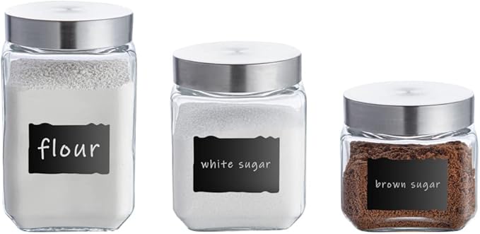 Restaurantware-Vetri Glass Storage Jar Set, 3-Piece Dishwashable Glass Cookie Jars - Airtight Seal, Hot & Cold Friendly, Clear Candy Jars, For Kitchen, Laundry, Or Storage