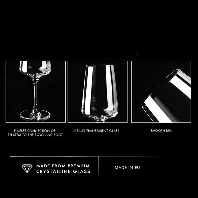 Krosno White and Sparkling Large Wine Glasses Drinking 13,5 oz – Set of 4, Infinity Collection, Elegant Long Stem Cocktail Crystal Set Wedding Gift, Lead-Free Glass, Homes, Restaurants & Kitchen