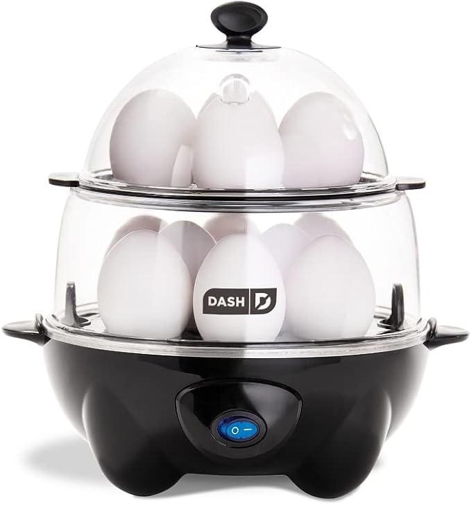 DASH Deluxe Sous Vide Egg Bite Maker with Silicone Molds + DASH Deluxe Rapid Egg Cooker - Black