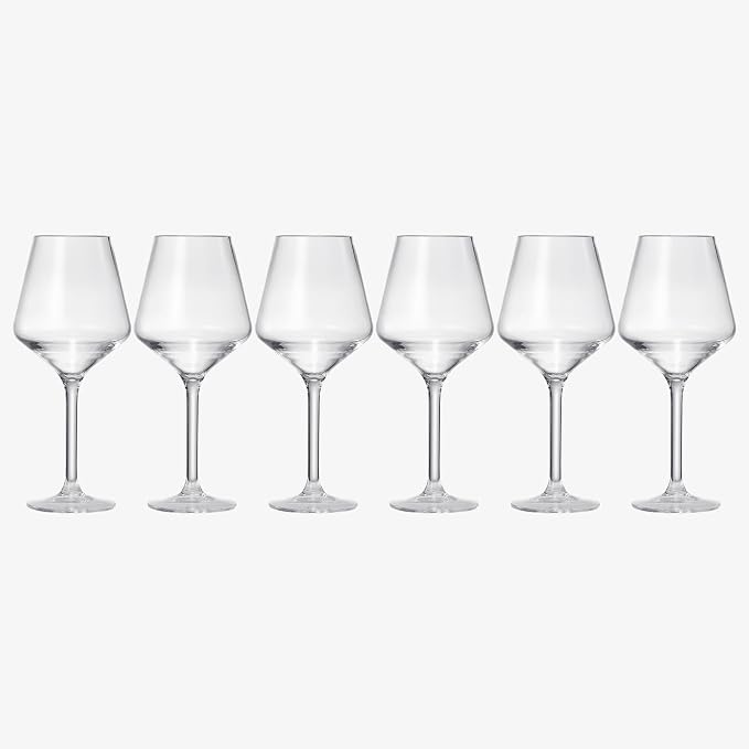 Unbreakable European Style Plastic Crystal, Stemmed Wine Glasses | Set of 6 | Acrylic Tritan Drinkware, Unbreakable Clear Color Shatterproof BPA-free, Reusable, Floating Pool & Indoor & Outdoor, 18oz