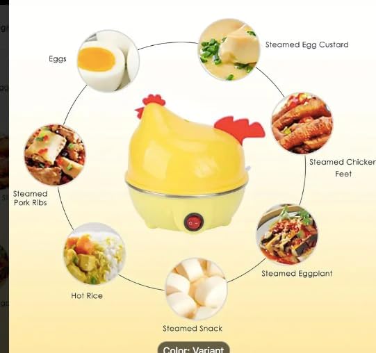 Electric Egg Cooker 7 Egg Capacity Rapid Egg Boiler Auto ShutOff Cute Chicken-Shaped Egg Steamer for Hard Boiled, Soft Boiled, Poached Eggs Veggies & More Appliance & Cute Kitchen Tongs