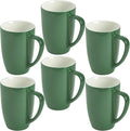 homEdge Porcelain Mug Set, 16 Ounces Cup for Tea, Latte, Mocha, Hot Chocolate, Set of 6, Green