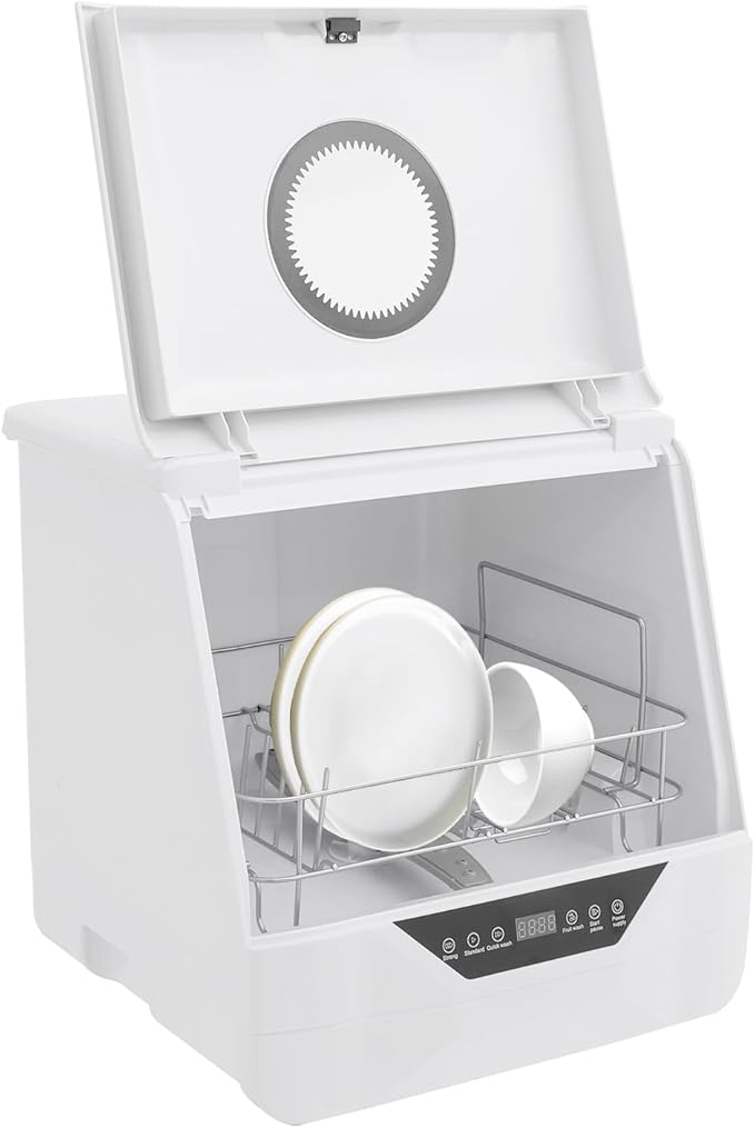 Portable Mini Countertop Dishwasher,800W 6L Portable Dishwasher With High-Temperature Function,4 Programs,360° All-Round Washing Dish Washer,Speed,For Apartments& Rvs,Waterproof Rating IPX1
