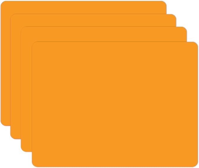 Silicone Placemats, Food-Grade Non-Slip Waterproof, Dining, Stain Resistant, Countertop Protector, Kitchen Counter Mat, Heat Resistant, Baking mat Dishwasher Safe (15.7x11.8Inch-4pack, Orange)