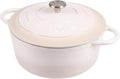 Nuovva Enamelled Cast Iron Dutch Oven Pot with Lid 6.4 Quart Non Stick Casserole Pot-Heavy Duty & Oven Safe up to 500° F for Bread Baking, Braising, Stews, Roasting - 28cm Oyster