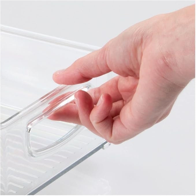 mDesign Plastic Bathroom Storage Container Bins w/ Handles - Closet, Cabinet, Vanity, Cupboard Shelf Organization, Hair Tools Accessory Organizer - Ligne Collection; Clear, 10x6x3 (Pack of 8)