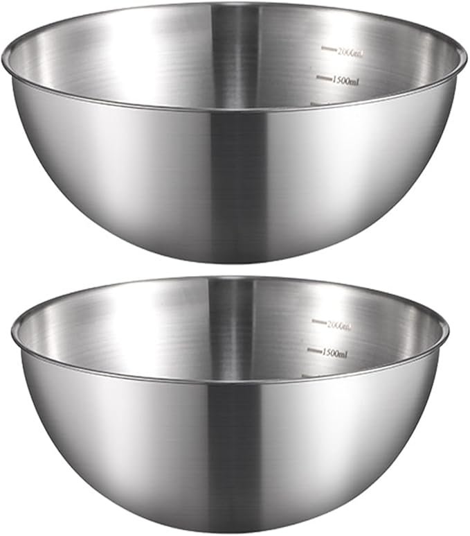 Stainless Steel Salad Bowls Set - Mixing Bowls with Measurement Markings, Snacks Bowls - Small, 1.27 Quart - Serving & Storage Bowls for Mixing, Cooking, Baking, Prepping