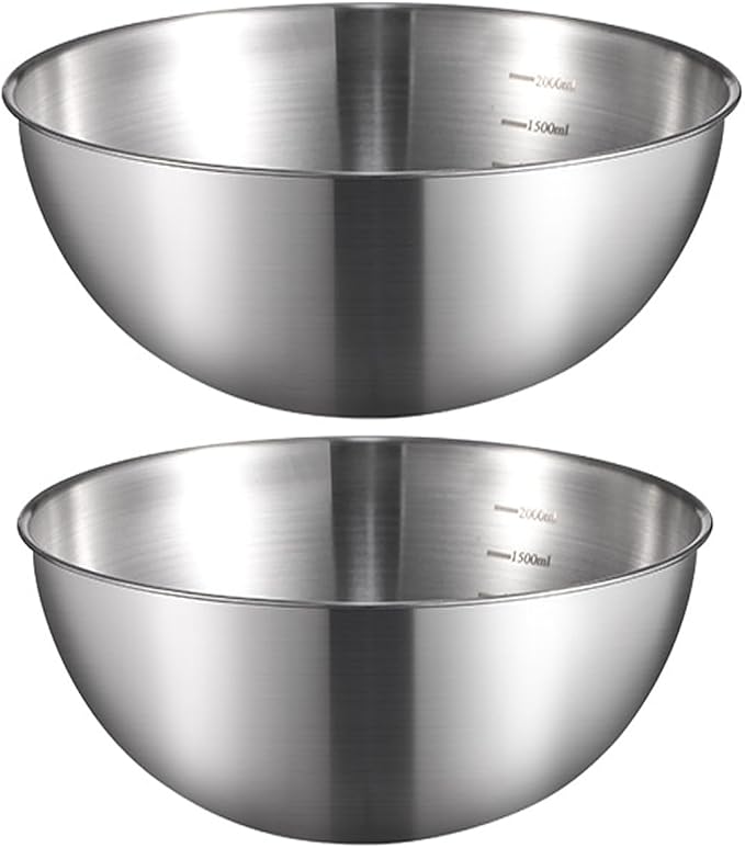 Stainless Steel Salad Bowls Set of 2 Mixing Bowl with Measurement Markings Snacks Bowls, Small 0.74 Quart Serving Bowls for Mixing, Cooking, Baking, Prepping and Home Kitchen Food Storage Bowls