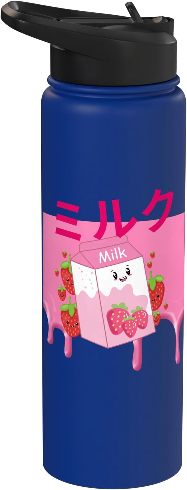 Retro 90s Japanese Kawaii Strawberry Milk Shake Carton Funny Stainless Steel Insulated Water Bottle