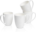 Plain White Fine Bone China Blank Coffee Mugs Set of 4, 11 Oz Tea Cups with Large Handle, Lightweight Ceramic Coffee Mugs, Aesthetic Coffee Cups