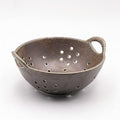 8" Ceramic Berry Colander with Handles, Reactive Glaze Fruit Washing Bowl, Rustic Stoneware Pasta Strainer for Kitchen (Charcoal Grey)