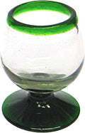 Emerald Green Rim 4 oz Small Cognac Glasses (set of 6), Recycled Glass, Lead-free, Toxin-Free (Small Cognac)