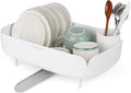 carrotez Split-Design Small Dish Drying Rack, Space-Saving Dish Drainer for Small Kitchen Countertops, Ideal for 1–2 Person Households or as a Secondary Rack, 9.5'' × 15.9'' × 4.9'', White