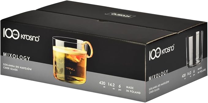 Krosno Cider Drinking Glasses Set of 6 – 14.2 oz Tumblers for Water, Juice & Cocktails, Mixology Collection, Ultra-Thin Clear Glassware, Lightweight Everyday Glasses, Dishwasher Safe