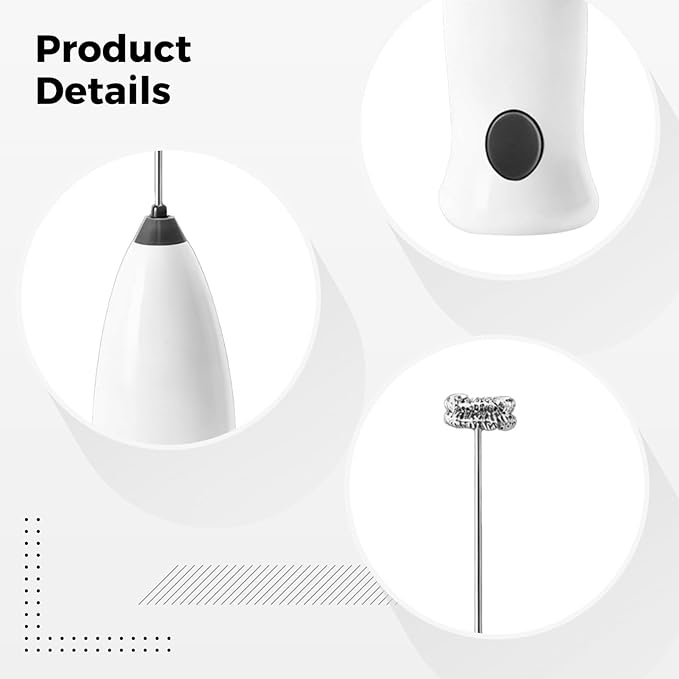 Milk Frother, Handheld Electric, Stainless Steel, Stand, Easy Clean