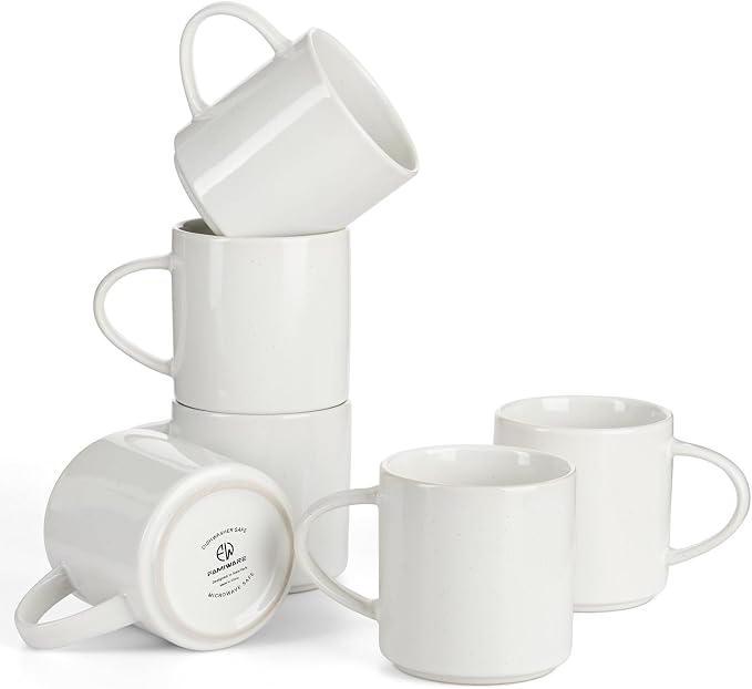 famiware Nebula 6 Pieces Coffee Mug, 12 oz Catering Mugs with Handle for Coffee, Tea, Cocoa, Milk, White