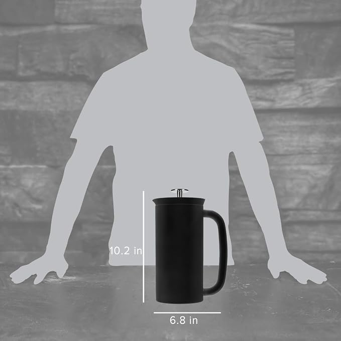 ESPRO Pro P7 French Press Stainless Steel 304 – Patented Double Walled Micro-Filter Insulated French Press Coffee Maker, Grit-Free Brew - Heat Resistant BPA Free Coffee Maker - Matte Black - 32oz