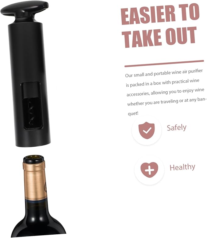 6pcs Wine Pourer Set Vacuum Stoppers Rotary Bottle Opener and Wine Accessories Elegant Black Design