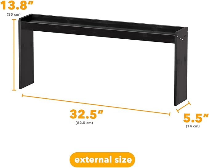 SpaceAid Bamboo Over the Stove Spice Holder Shelf, 31.5" Kitchen Organizer Stove Spice Top Rack, 11.6" Height Countertop Storage, Over Oven Back Sink Organization Shelf, Black