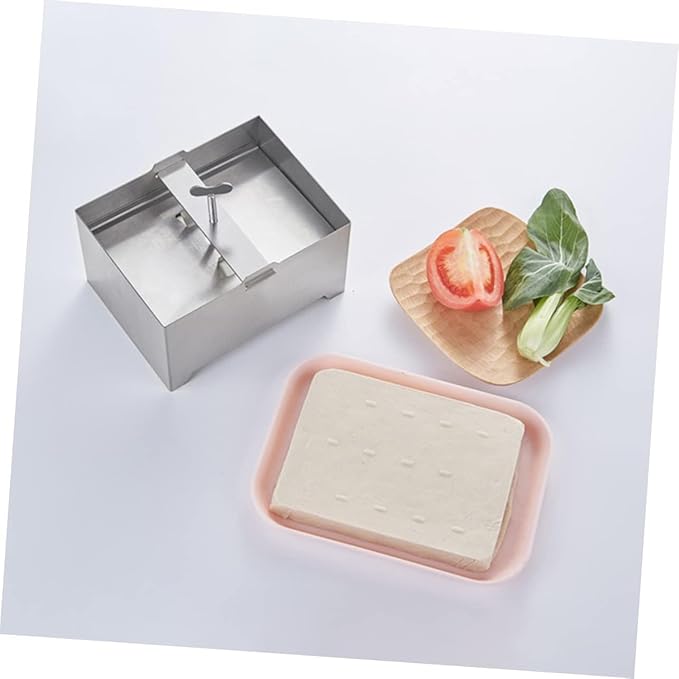 Generic Tofu Press Stainless Steel - 4.72x4.72x3.54 inch 304 Food Grade Tofu Maker with Detachable Base, Paneer Press Stainless Steel for Homemade Cheese, Prensa para Queso with Drip Tray & Cloth