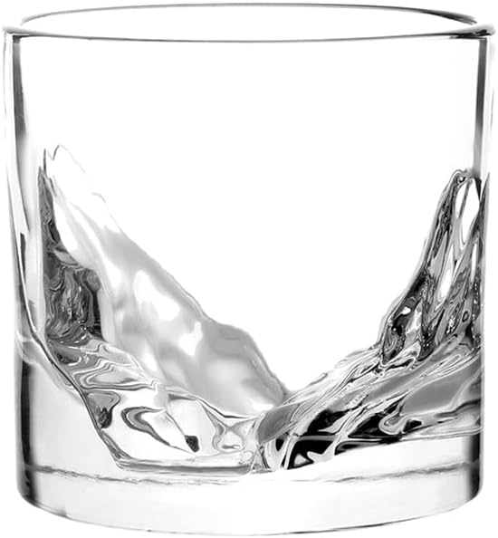 LIITON Grand Canyon Heavy Crystal Whiskey Glasses Gift Set of 2, Thick Freezable Bourbon Glass 1lb Each, Premium Whiskey Gifts for Men, Frozen Crystal Chills Cocktails Collins Glass, 10 oz