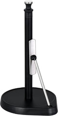 Dailyart Paper Towel Holder with One Hand Tear, Tension Arm & Non-Slip Weighted Base - Stainless Steel Kitchen Counter Stand for Paper Roll, Silver