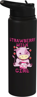 Strawberry Milk Girl Japanese Strawberry Shake Cute Pink Cow Stainless Steel Insulated Water Bottle
