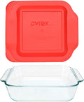 Pyrex 222 2qt Glass Baking Dish & 222-PC Red Food Storage Replacement Lid - Made in USA