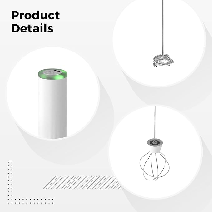 Electric Milk Frother, Handheld Rechargeable Mixer, 6500 Rpm With Stand, 1500Mah Battery, Type-C Charge, Stainless Steel Whisks, 400-Second Runtime For Latte, Coffee, Cappuccino