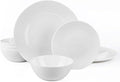 LaGlint Dinnerware Sets for 4, Light & Durable 12 Pieces Opal Glass Plates and Bowls Set, Dishwasher and Microwave Safe Dish Dinning Ware, Thin but Strong Geometric Faceted White