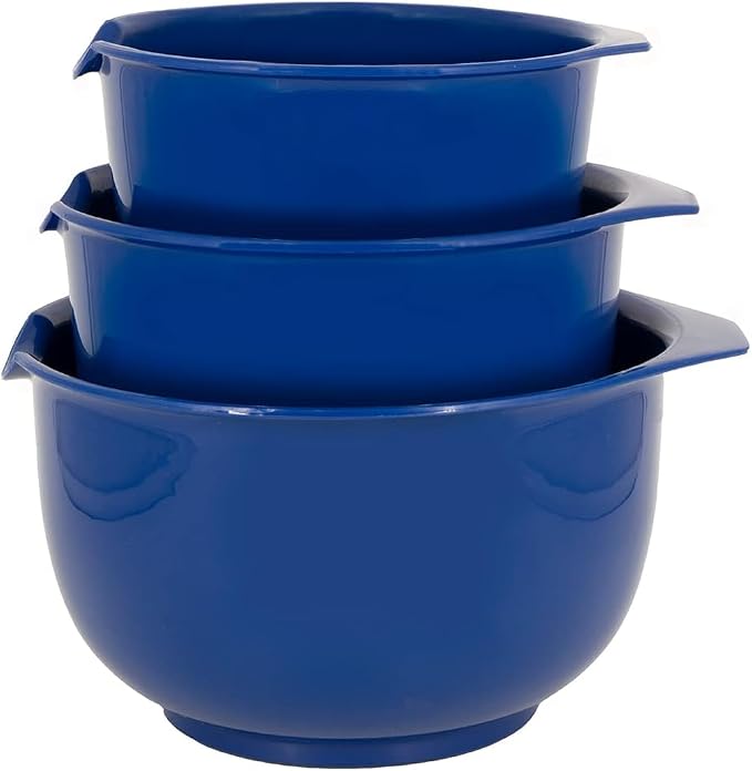 Glad Mixing Bowls | Pour Spout | Non-Slip Base | BPA Free | Blue | 3 Piece Set, Pack of 6
