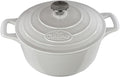La Cuisine Enameled Cast Iron Dutch Oven Casserole Dish Pot with Lid 5 QT 10.3" /26cm Cream White Enamel Coating Interior, White Enamel Coating Exterior, Oven Safe up to 500° F