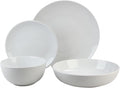 16 Piece Coupe Stoneware Dinnerware Set with Dinner Bowl, Service for 4, White