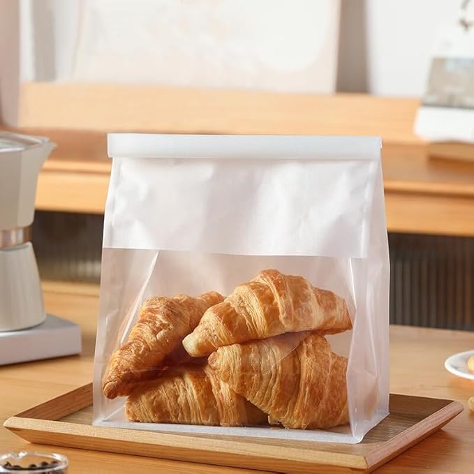20 Pack Paper Bread Bags for Homemade Bread Sourdough Bread Bags Large Paper Bakery Bag with Window for Baked Food Packaging Storage, White(9x4.3x11 Inches)