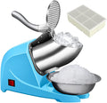 4-Blades Electric Ice Shaver Machine, 200lbs/hr Ice Crusher with Ice Tray for Home and Commercial Use (Blue)
